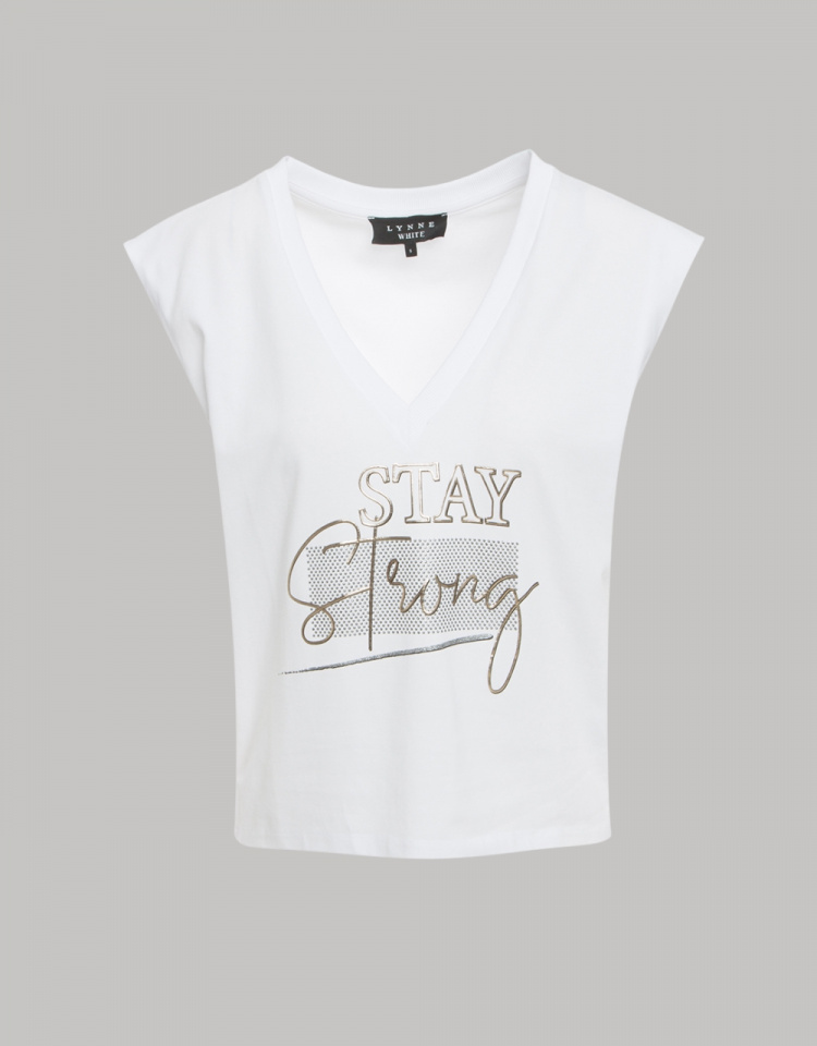 Αμάνικη μπλούζα με τύπωμα "Stay Strong"
