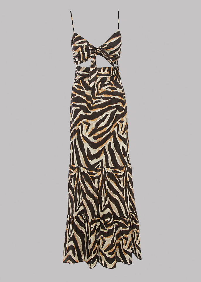 Μάξι animal print φόρεμα με δέσιμο