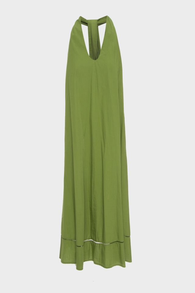 Μίντι βαμβακερό φόρεμα με σχέδιο χιαστί