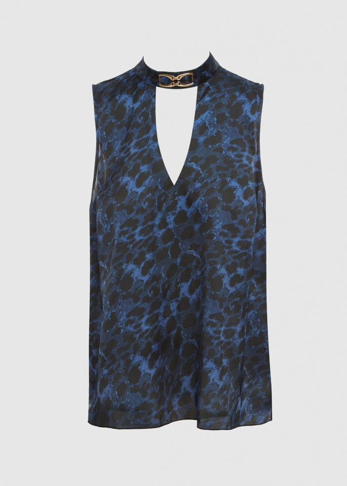 Αμάνικη μπλούζα με leopard print