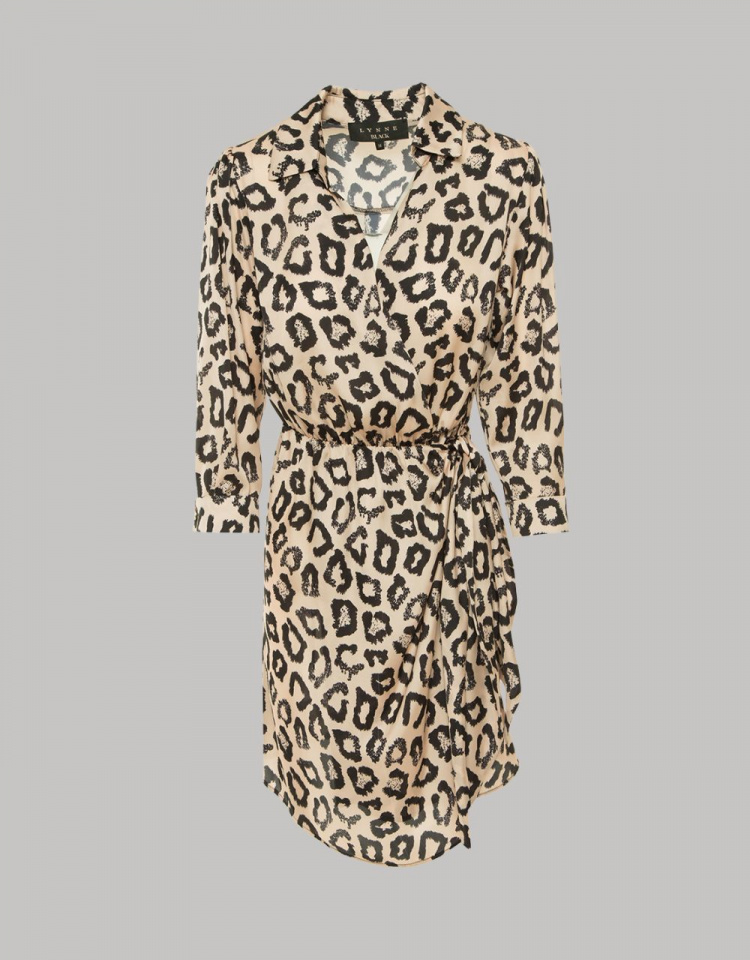 Μίνι κρουαζέ animal print φόρεμα