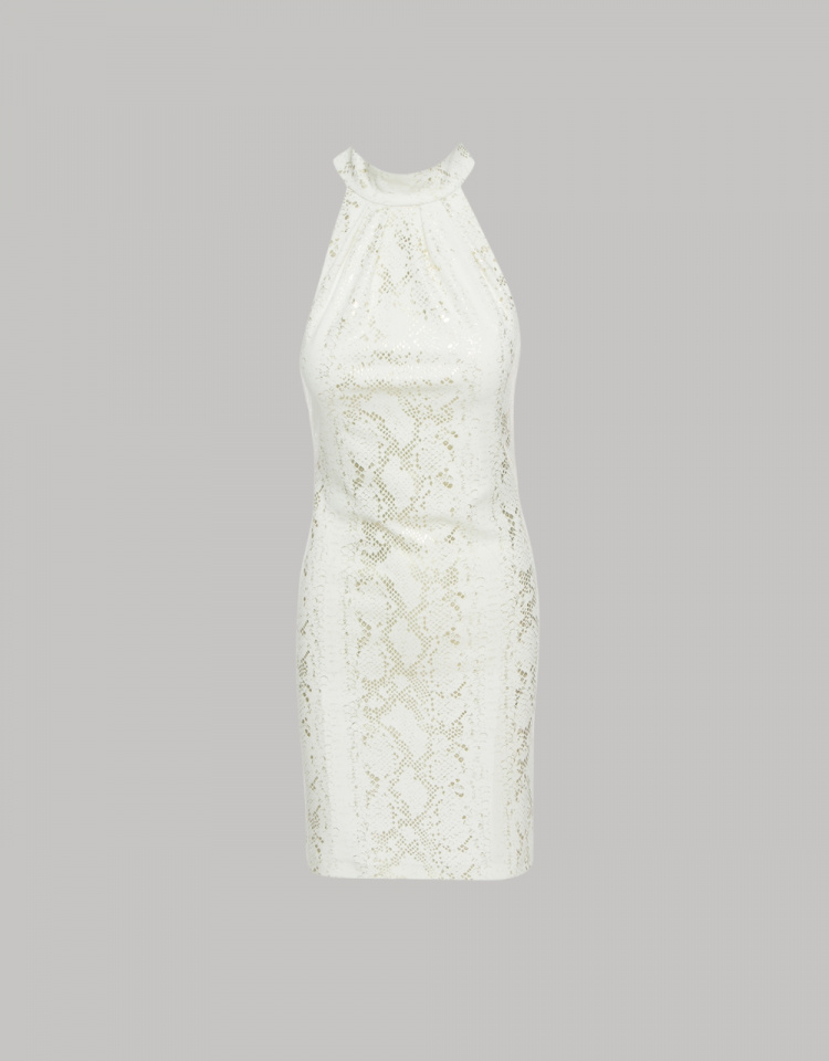 Μίνι φόρεμα με lurex snake skin print